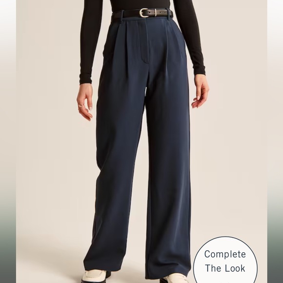 Abercrombie & Fitch Pants - Abercrombie & Fitch navy Sloane tailored wide leg pant 27 regular length